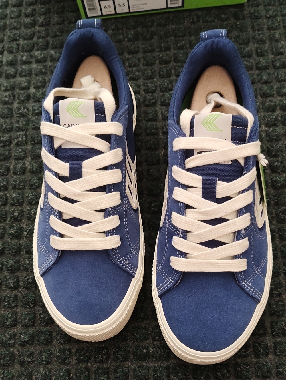 Cariuma Blue Suede Athletic Sneakers with White Laces